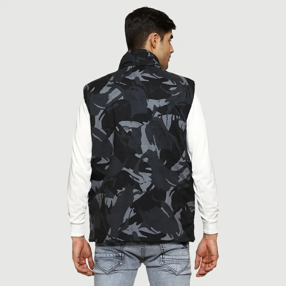 CL SPORT BY CARLTON LONDON CAMOUFLAGE SLEEVE LESS PUFFER JACKET FOR MEN