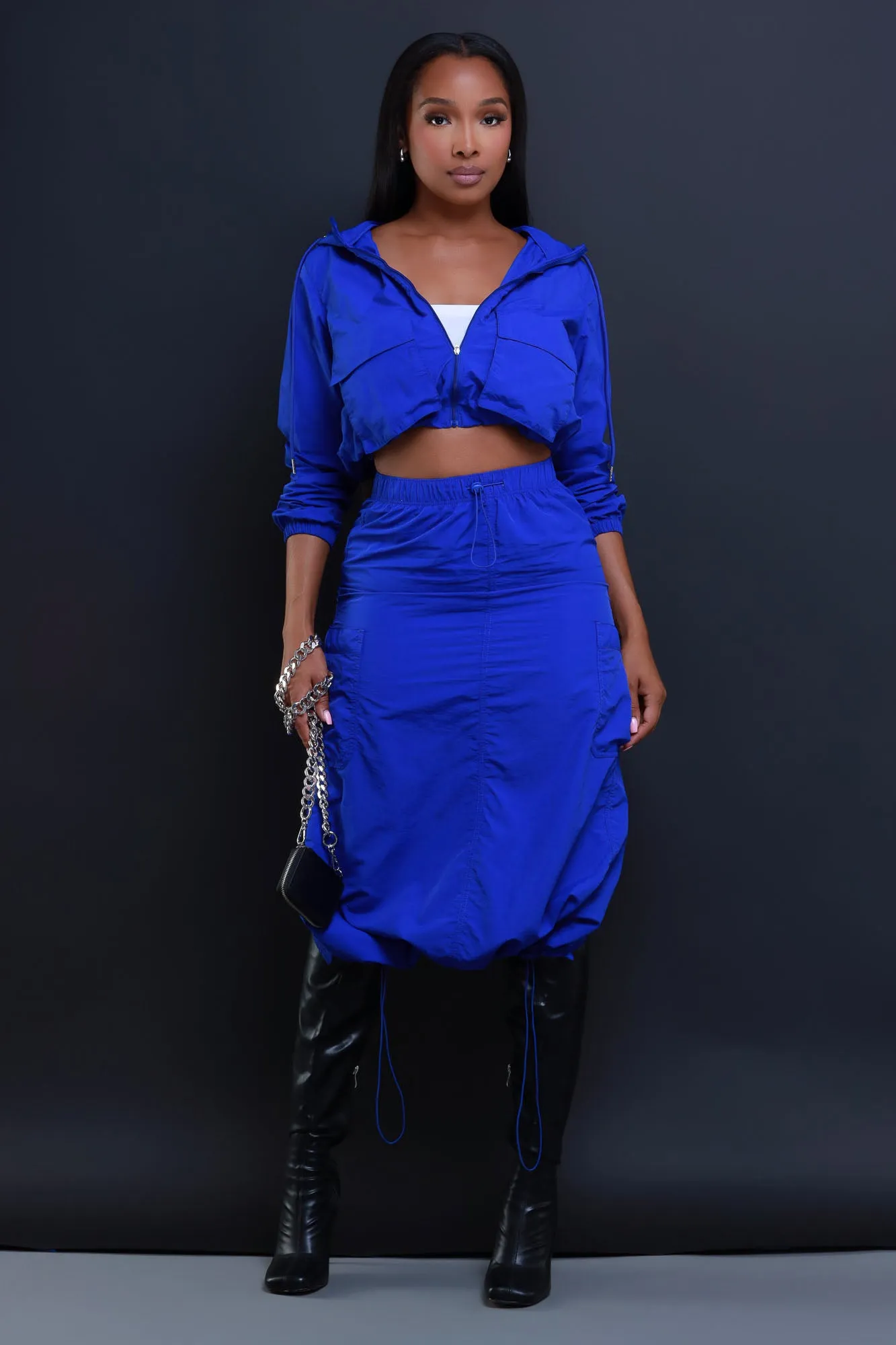 Come With Me Cargo Maxi Skirt Set - Royal Blue