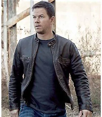 Contraband Mark Wahlberg's Mens Slim Fit Distressed REAL Leather Jacket