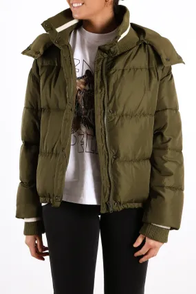 Cropped Puffer Jacket Light Khaki Black