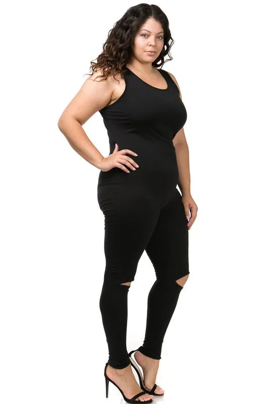 Curvy Girl Jumpsuit with Knee Slit