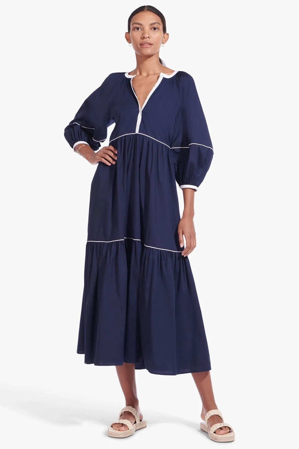 DEMI DRESS | NAVY WHITE