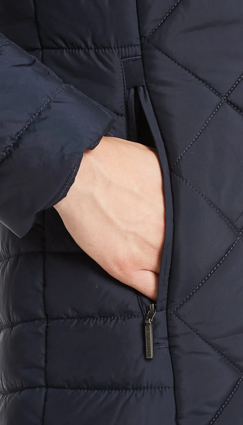 DIAMOND QUILTED 3/4 PUFFER