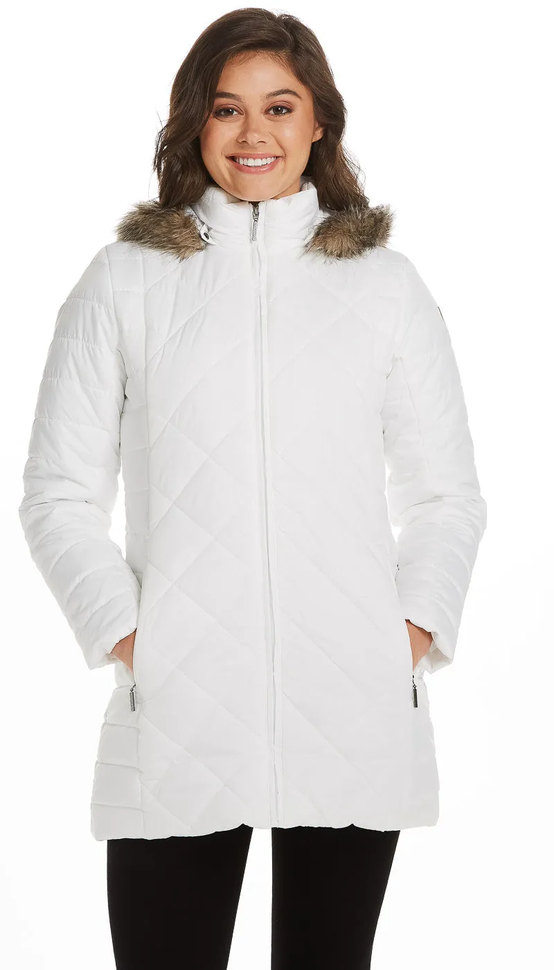 DIAMOND QUILTED 3/4 PUFFER