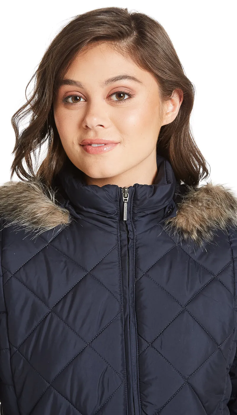 DIAMOND QUILTED 3/4 PUFFER