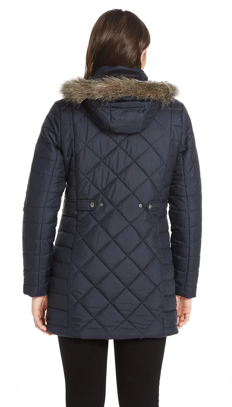 DIAMOND QUILTED 3/4 PUFFER