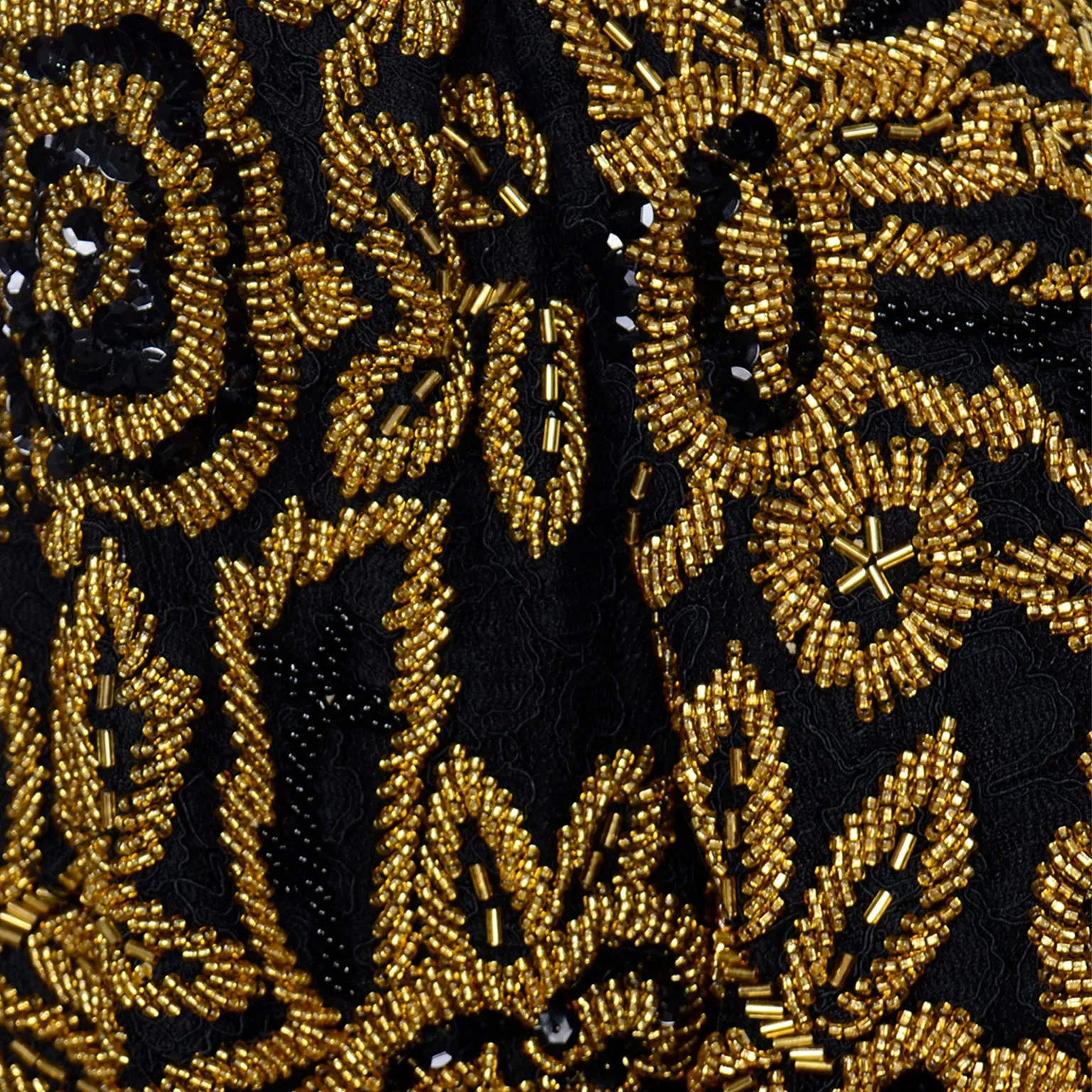 Diane Freis Vintage Gold Heavily Beaded Embroidered Black Jacket