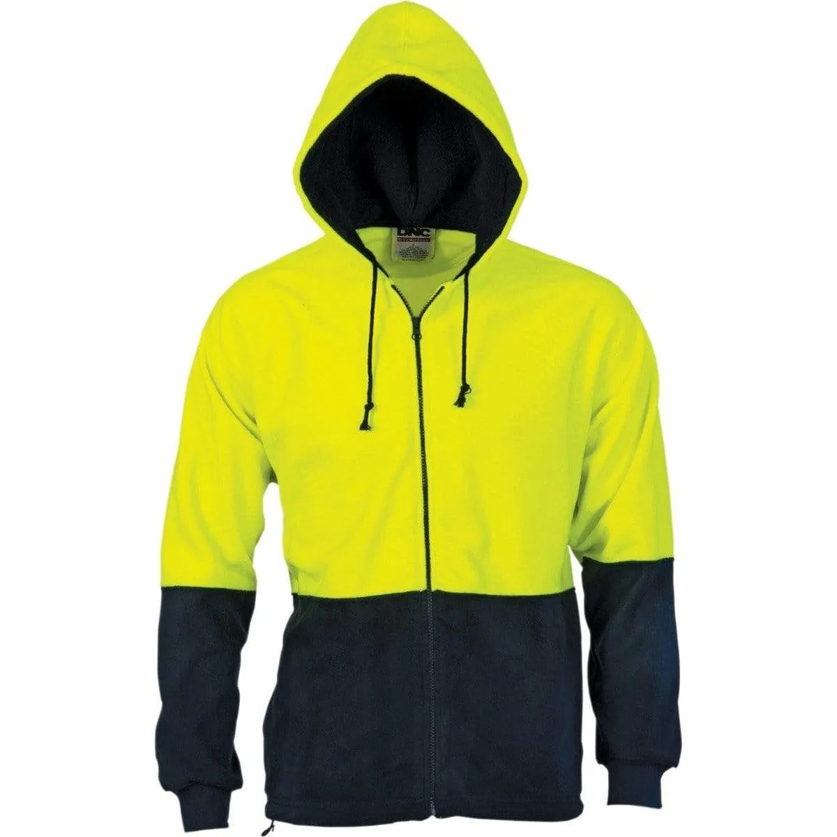 Dnc Workwear Hi-vis Two-tone Full Zip Polar Fleece Hoodie - 3927