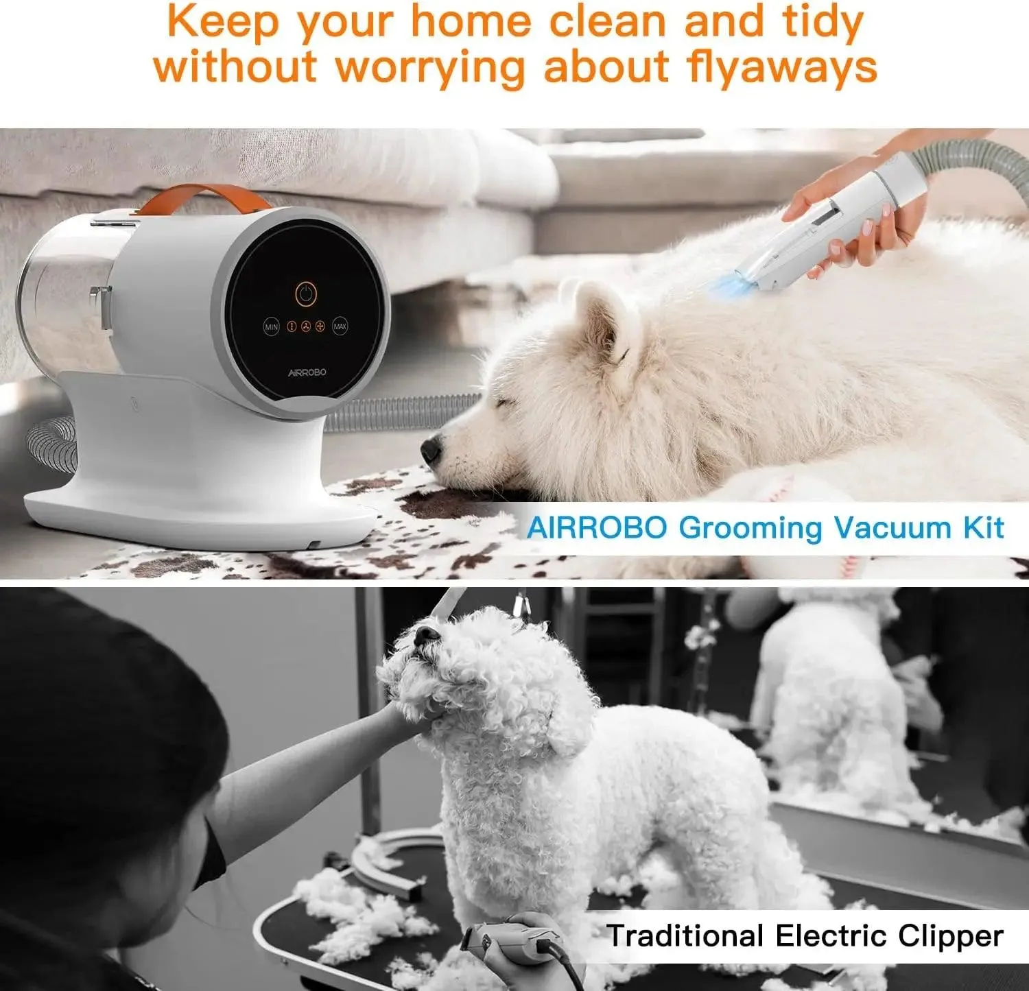 Dog Hair Vacuum Grooming Kit 12000Pa 2L Capacity