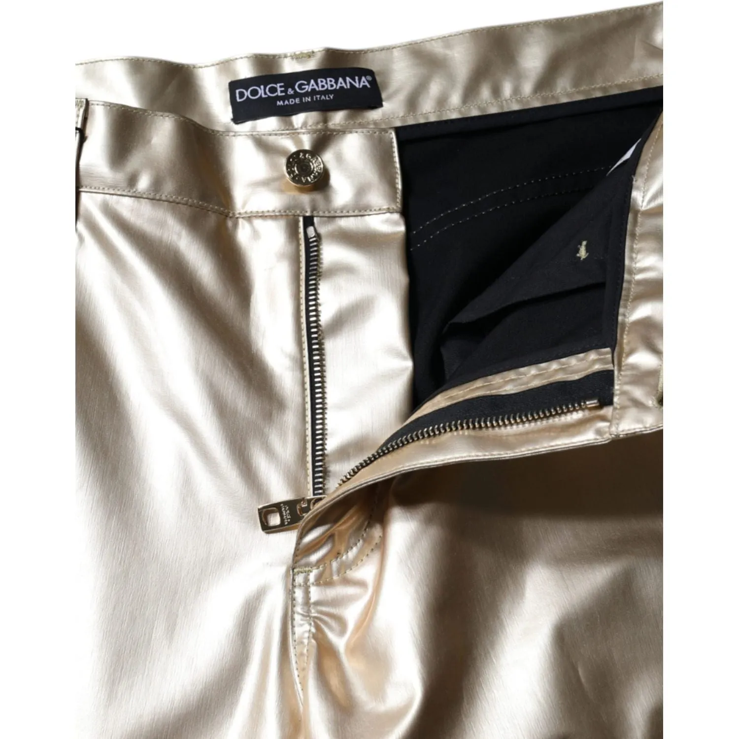 Dolce & Gabbana Metallic Gold Polyester Tapered Pants