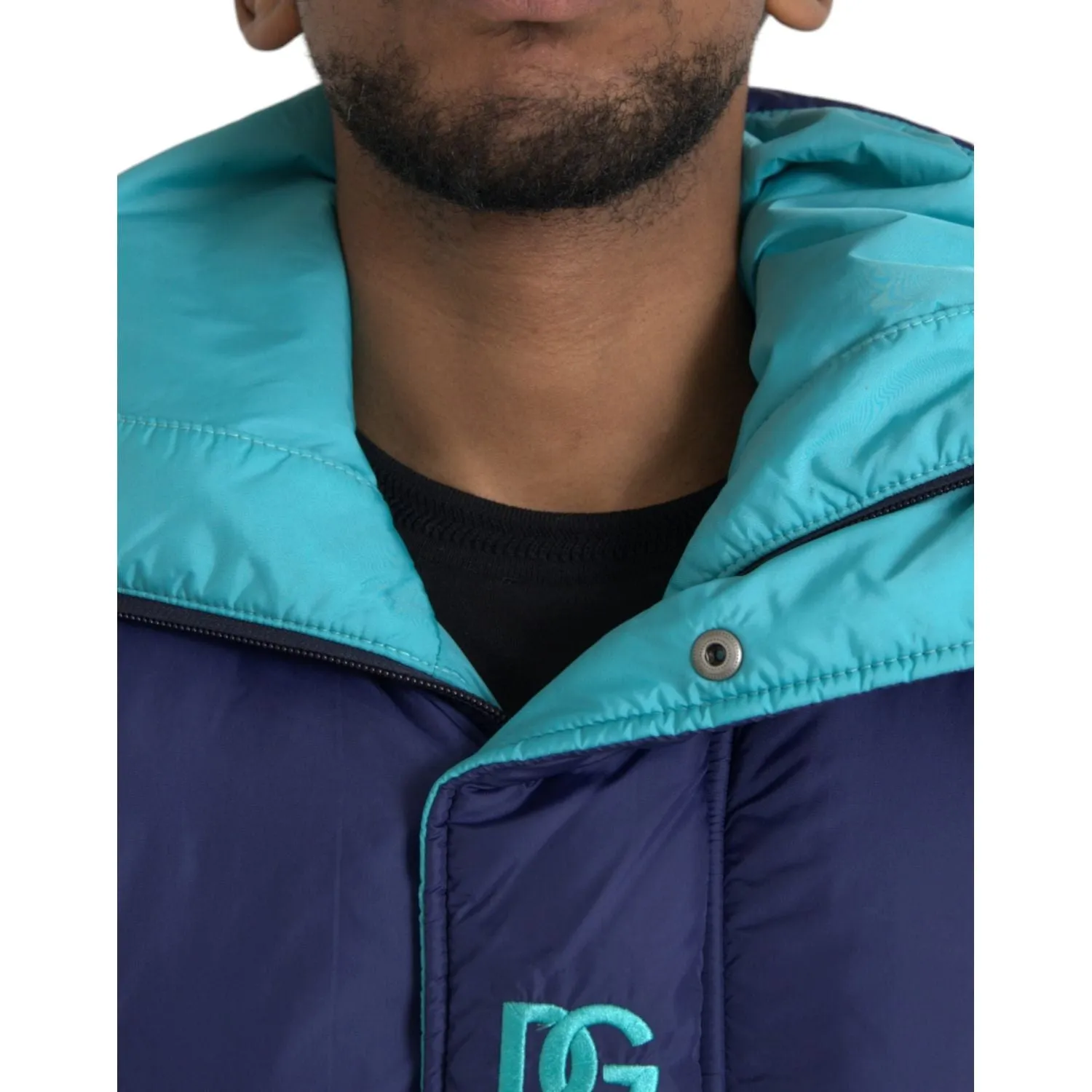 Dolce & Gabbana Navy Blue Quilted Windbreaker Puffer Jacket