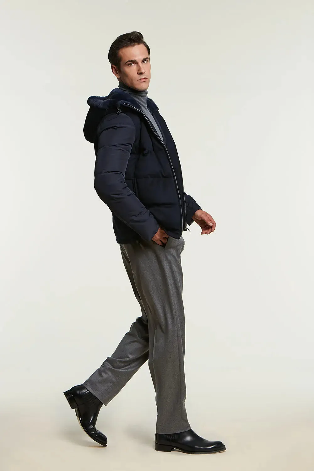 Down jacket with fur hood mens