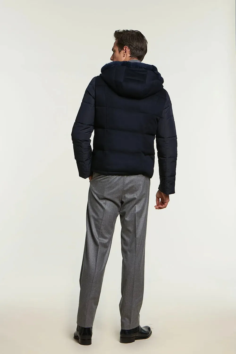 Down jacket with fur hood mens