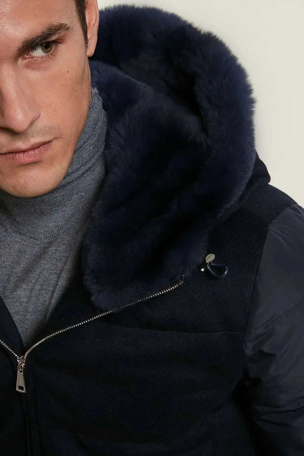 Down jacket with fur hood mens