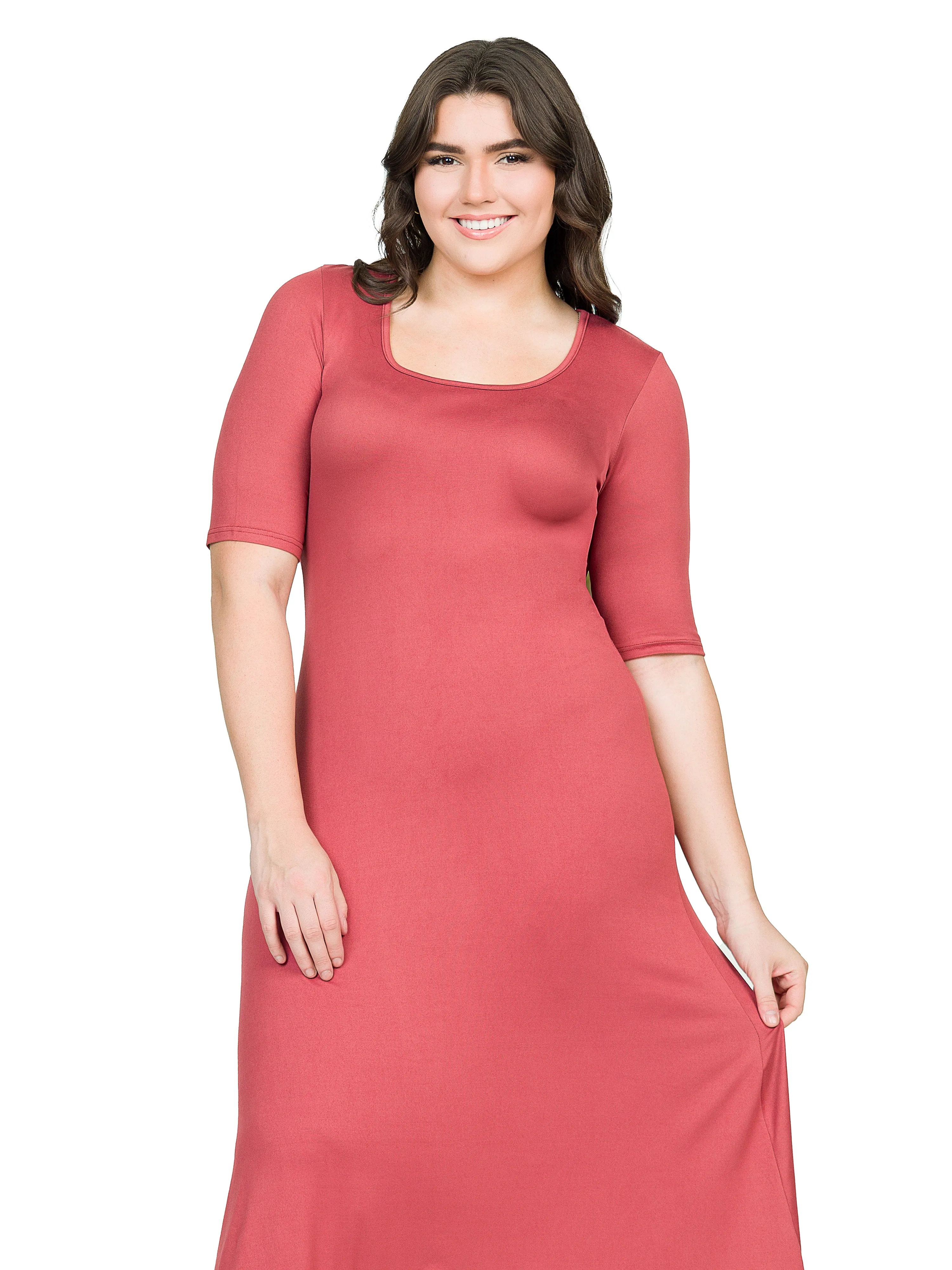 Elbow Length Sleeve Plus Size Maxi Dress