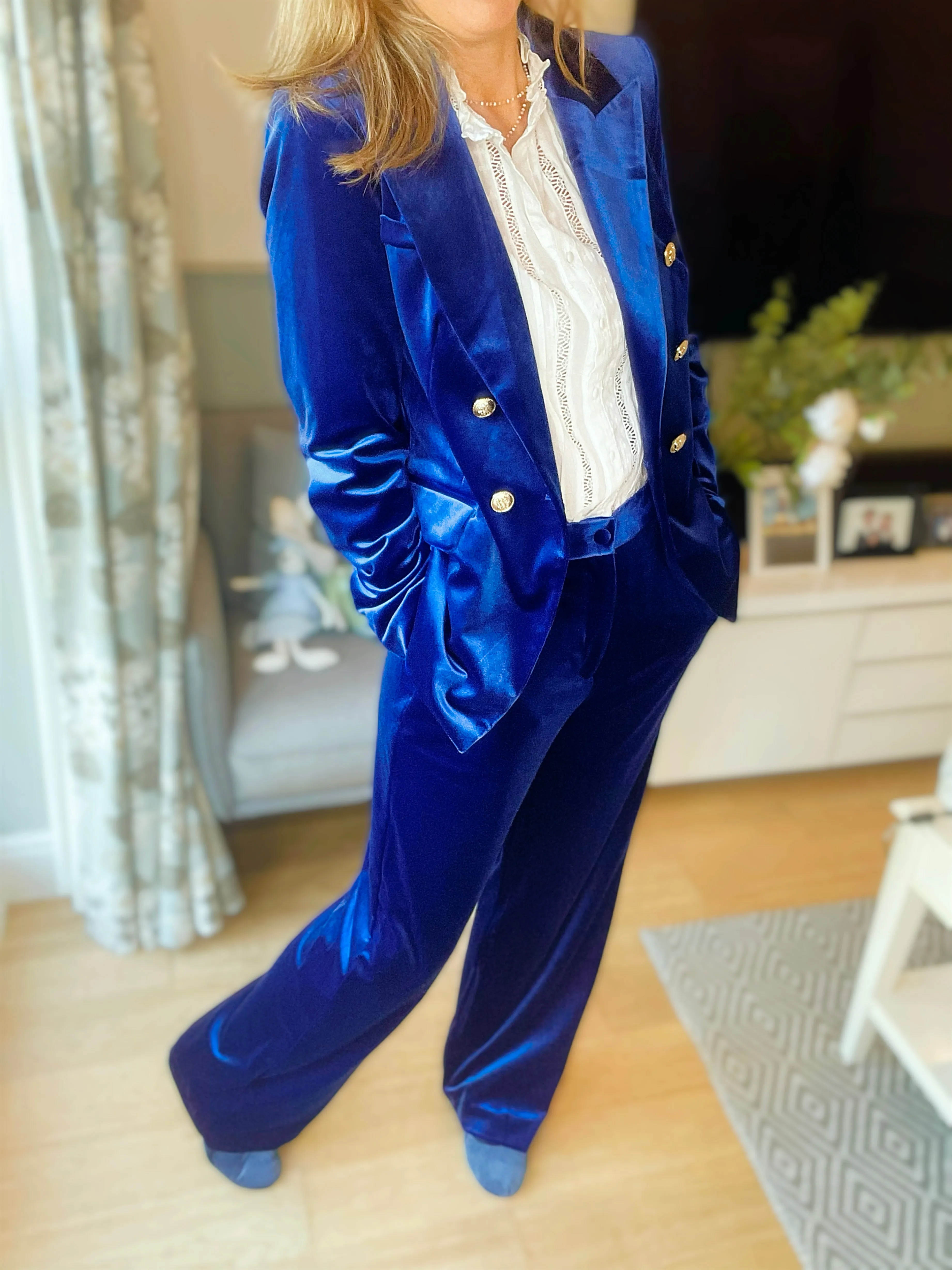 Electric Blue Velvet Trousers