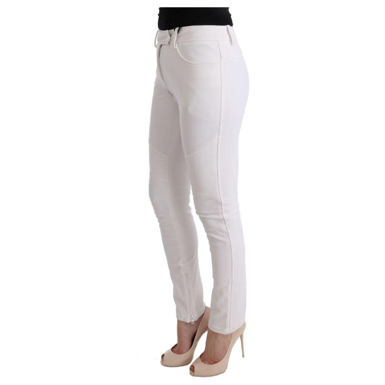 Ermanno Scervino Chic White Slim Fit Cotton Trousers