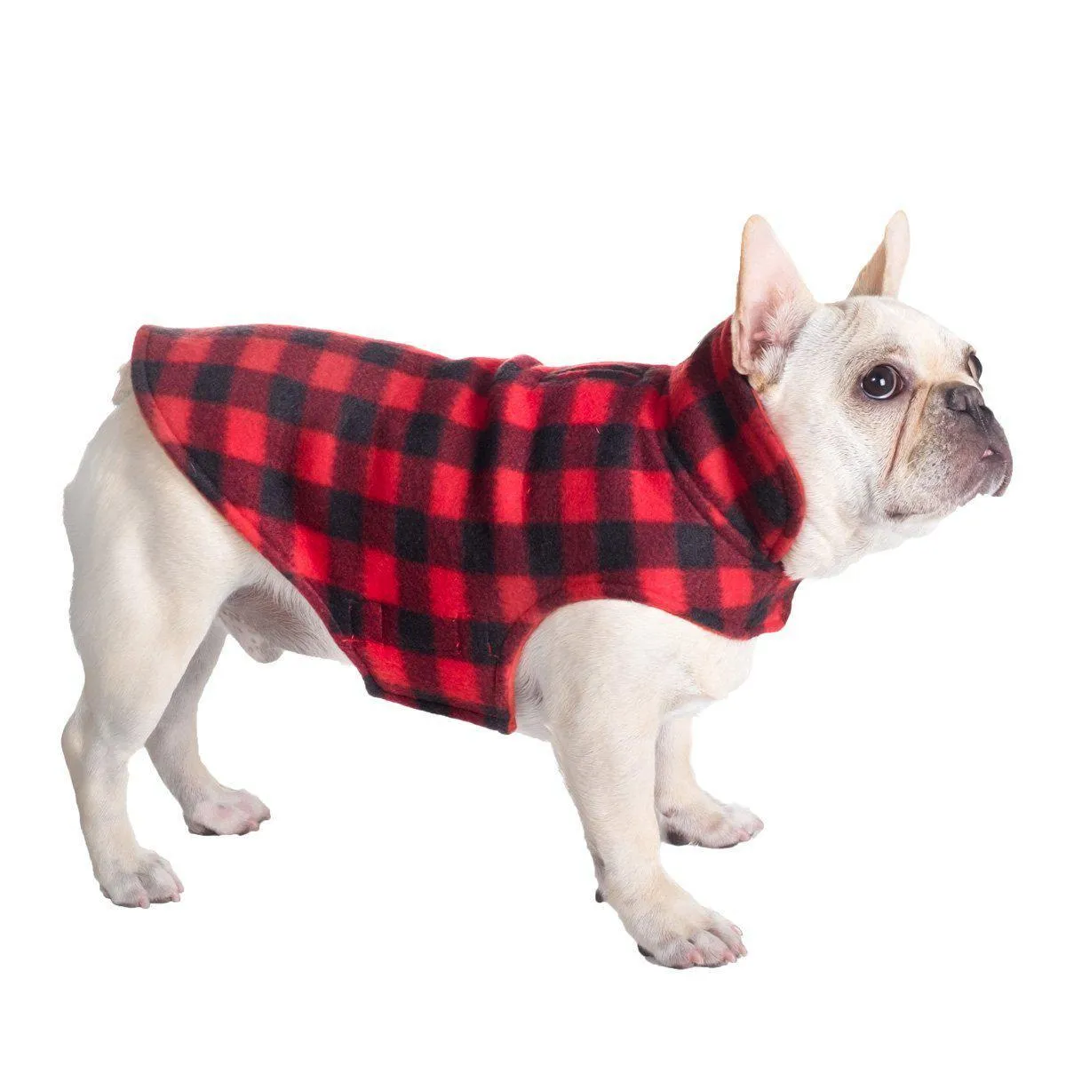 Fargo Fleece Reversible Dog Jacket Red/Black Buffalo Plaid