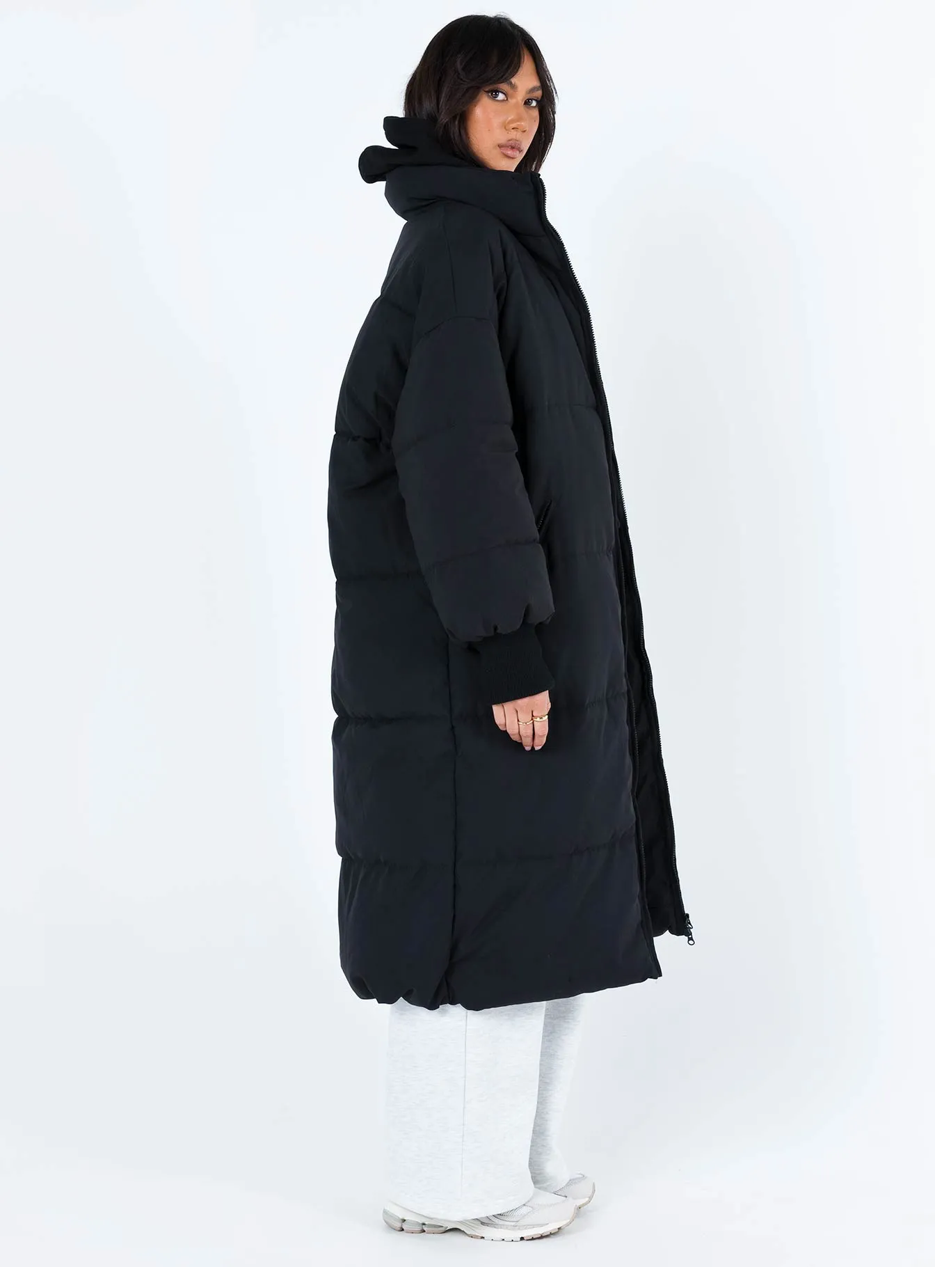 Fashionkova Abe Longline Puffer Jacket Black