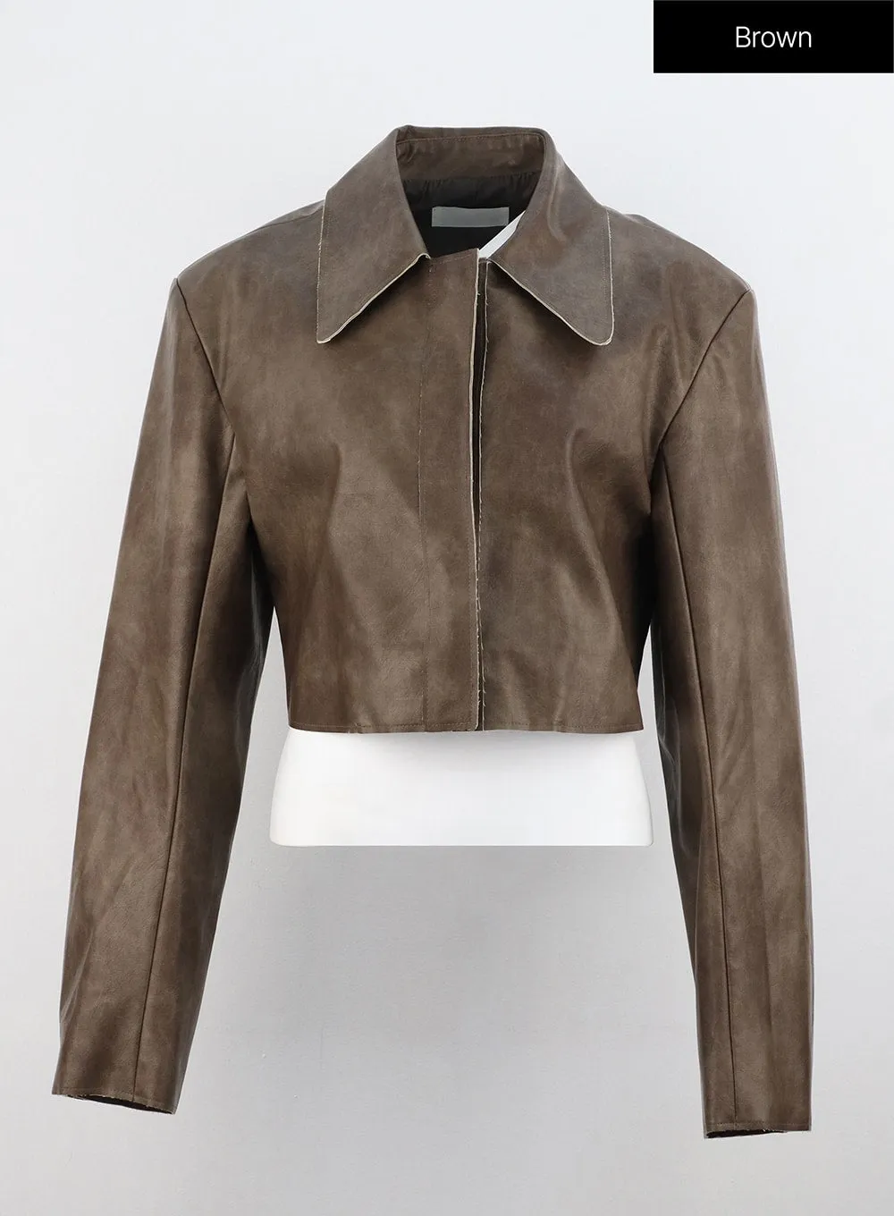 Faux Leather Crop Jacket IS315