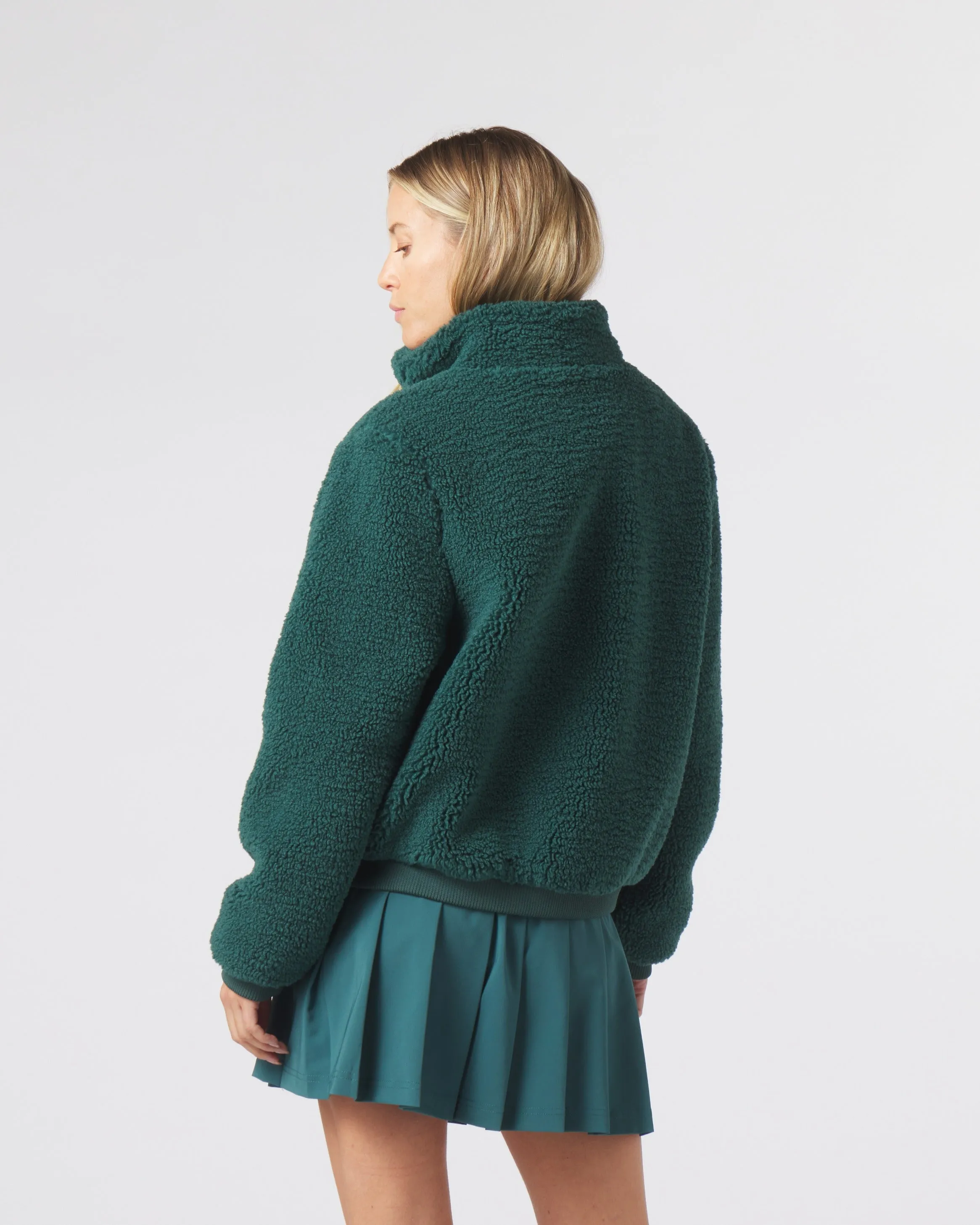 Faux Shearling Fleece Jacket - Forest