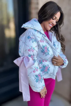 Floral Ivory Puffer Jacket