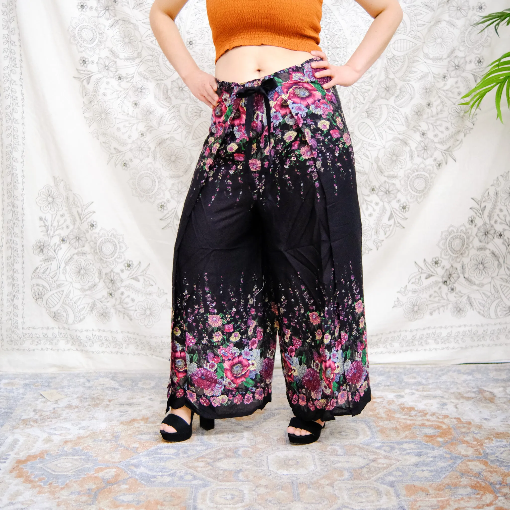 Flowy Side Slit Tie Pants