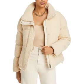 French Connection Womens Faux Shearling Heavy Puffer Jacket