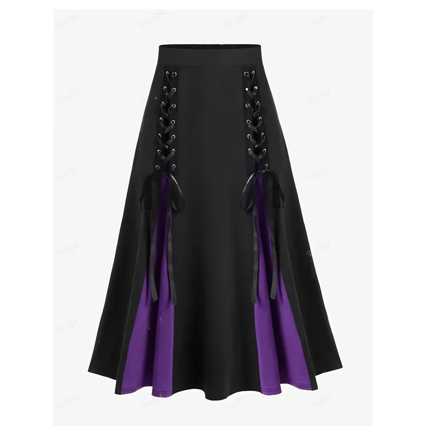 Funki Buys | Skirts | Women's Gothic Lace Up Front Pleated Skirt