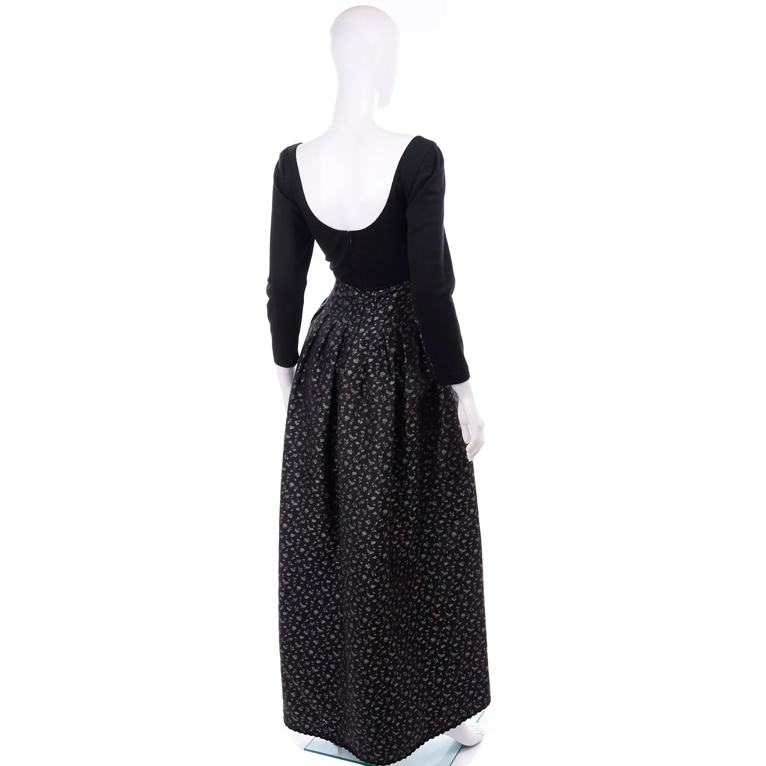 F/W 1989 Geoffrey Beene Black & Silver Floral Evening Dress & Bolero