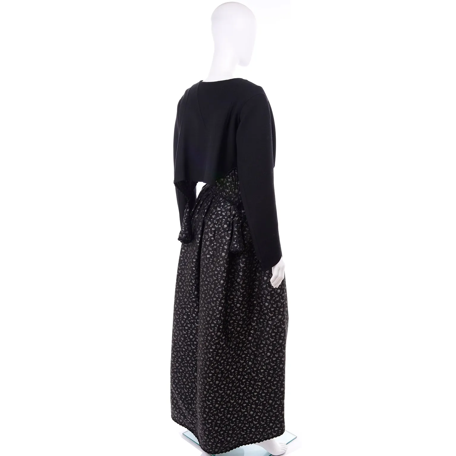 F/W 1989 Geoffrey Beene Black & Silver Floral Evening Dress & Bolero