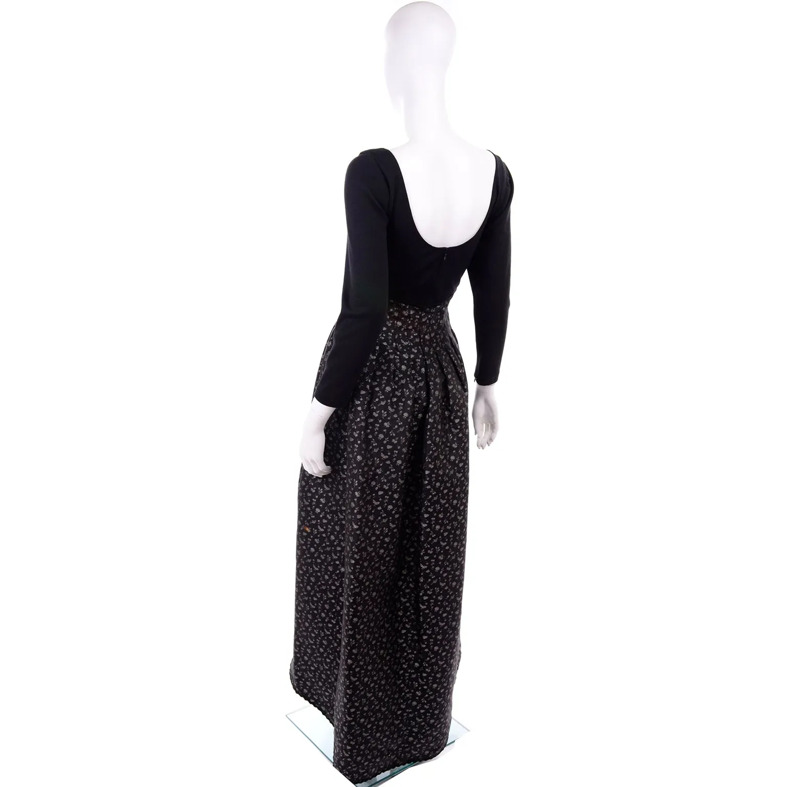 F/W 1989 Geoffrey Beene Black & Silver Floral Evening Dress & Bolero