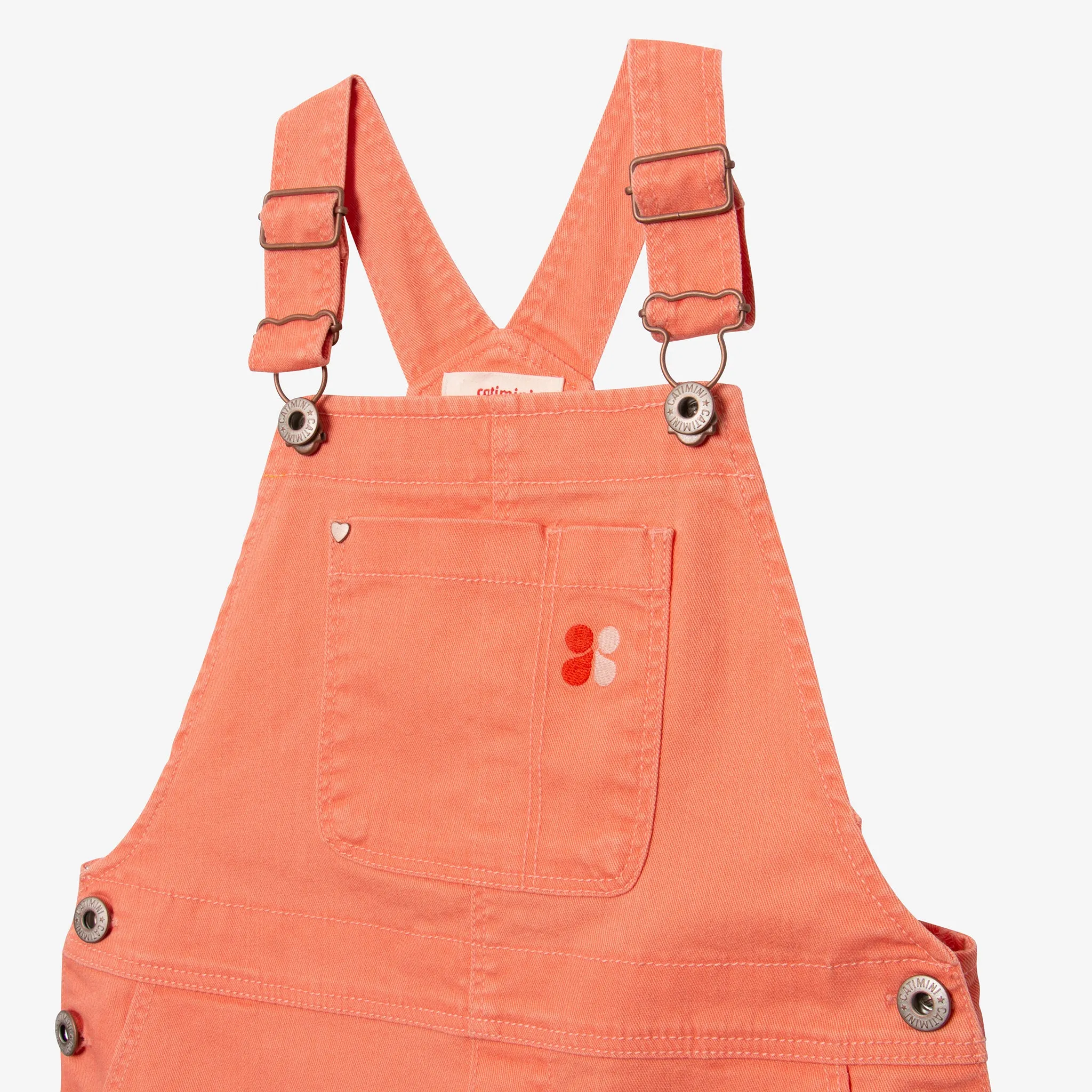 Girls' apricot denim overall dress