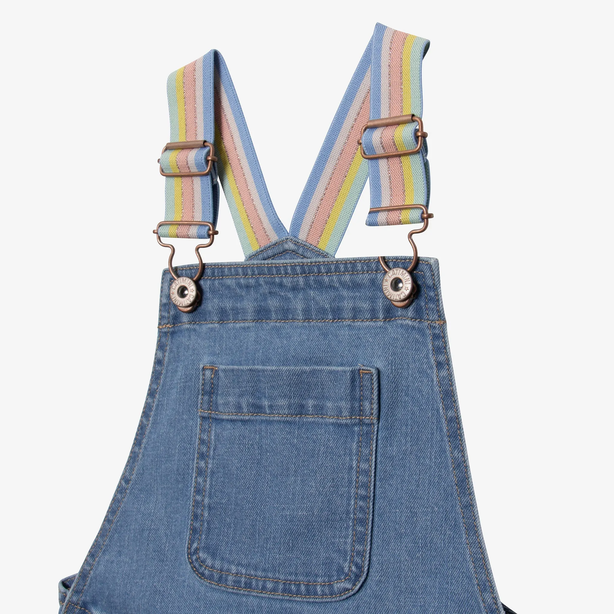 Girls' denim overall shorts