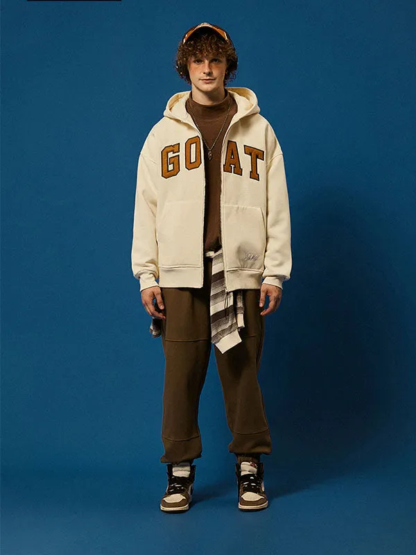 Goat Fleece Hoodie Jacket in Apricot Color