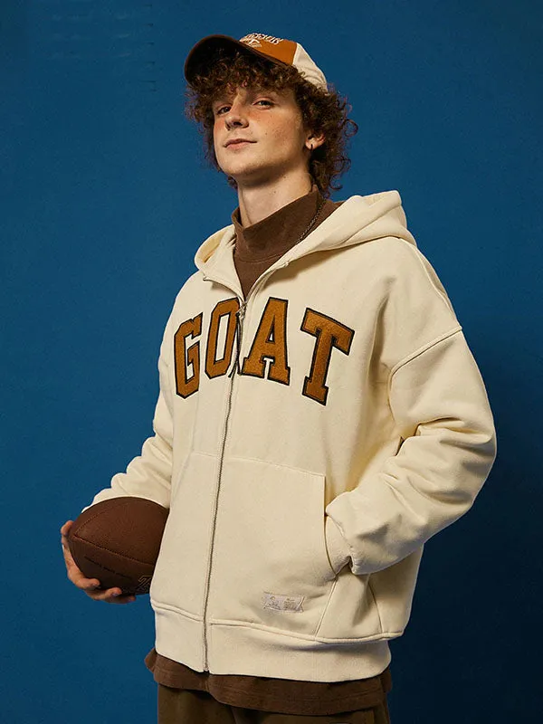 Goat Fleece Hoodie Jacket in Apricot Color