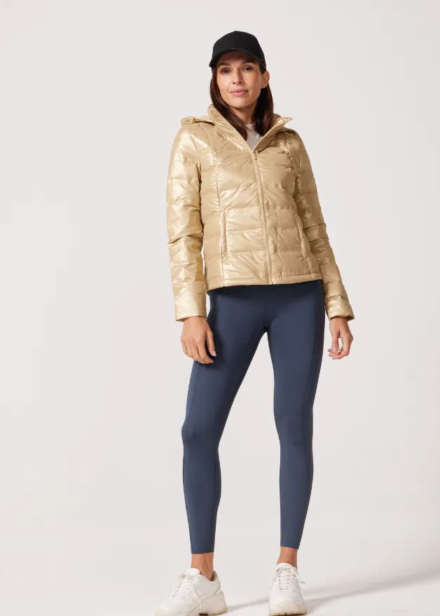 Gold Shimmer Duck Down Puffer Jacket