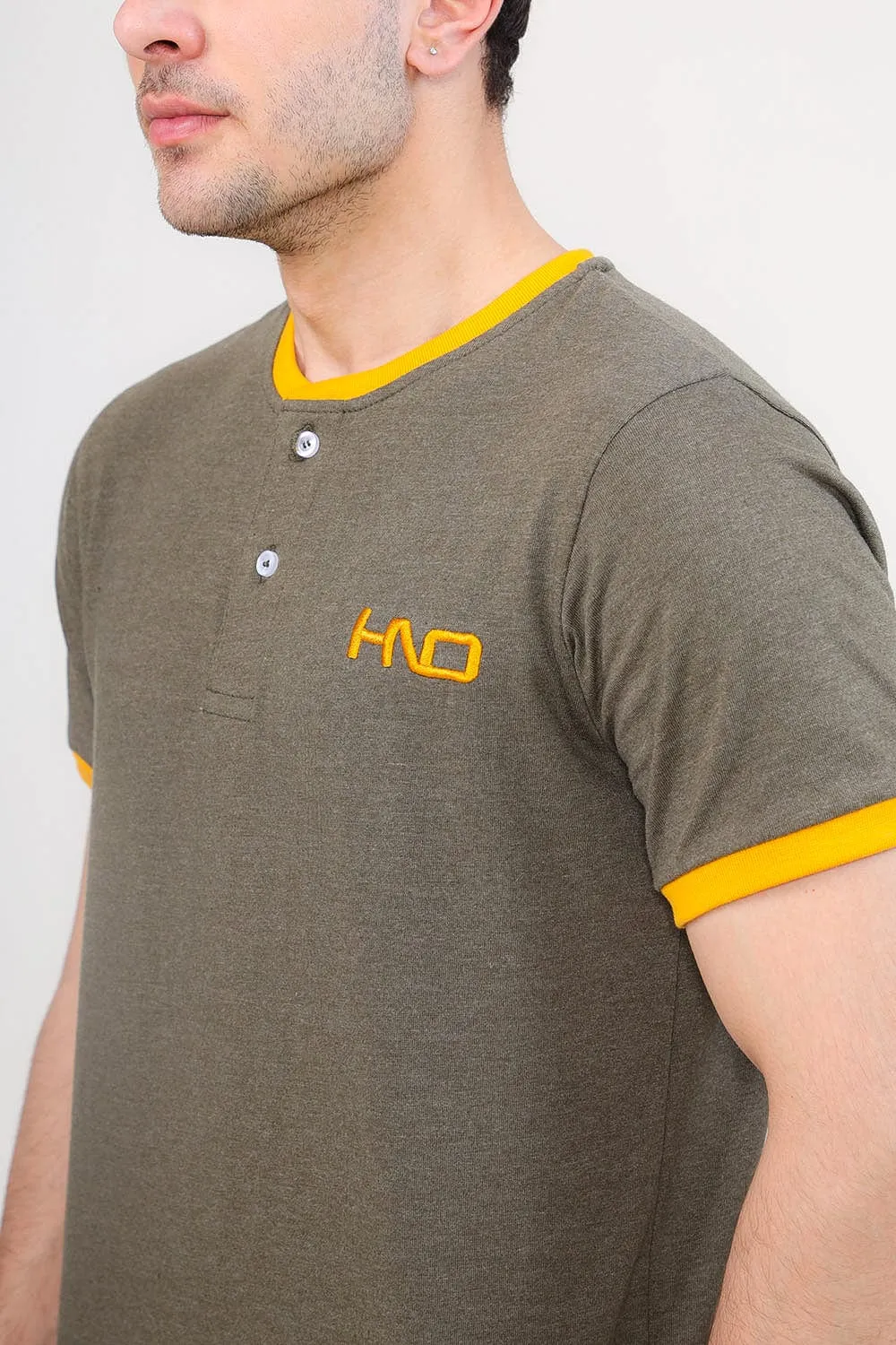 Green Hno Henley For Men