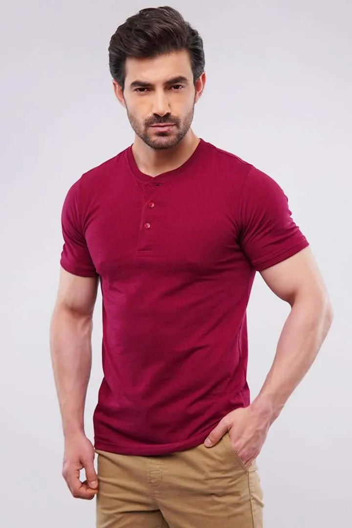 Henley T-Shirt - Maroon