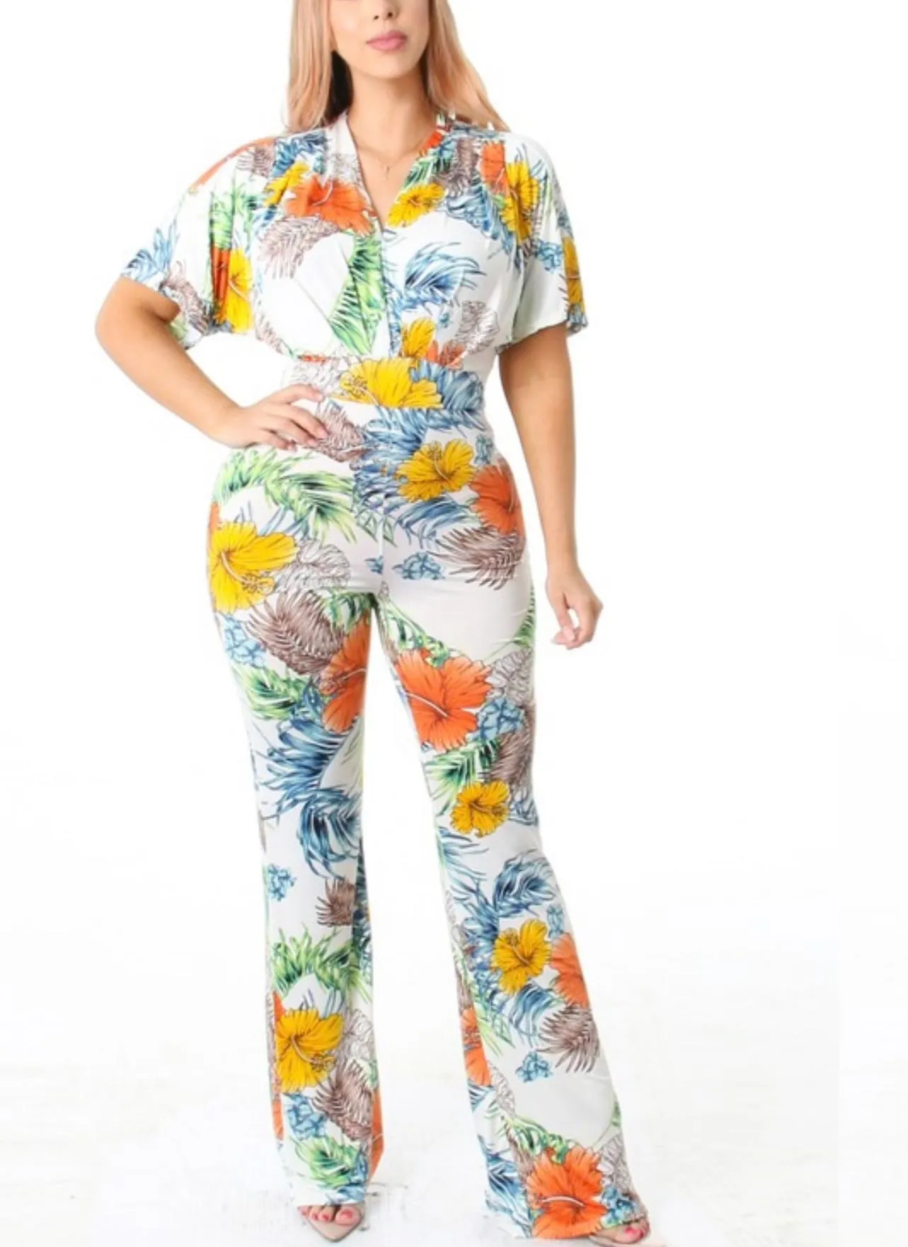 Hibiscus Print Jumpsuit