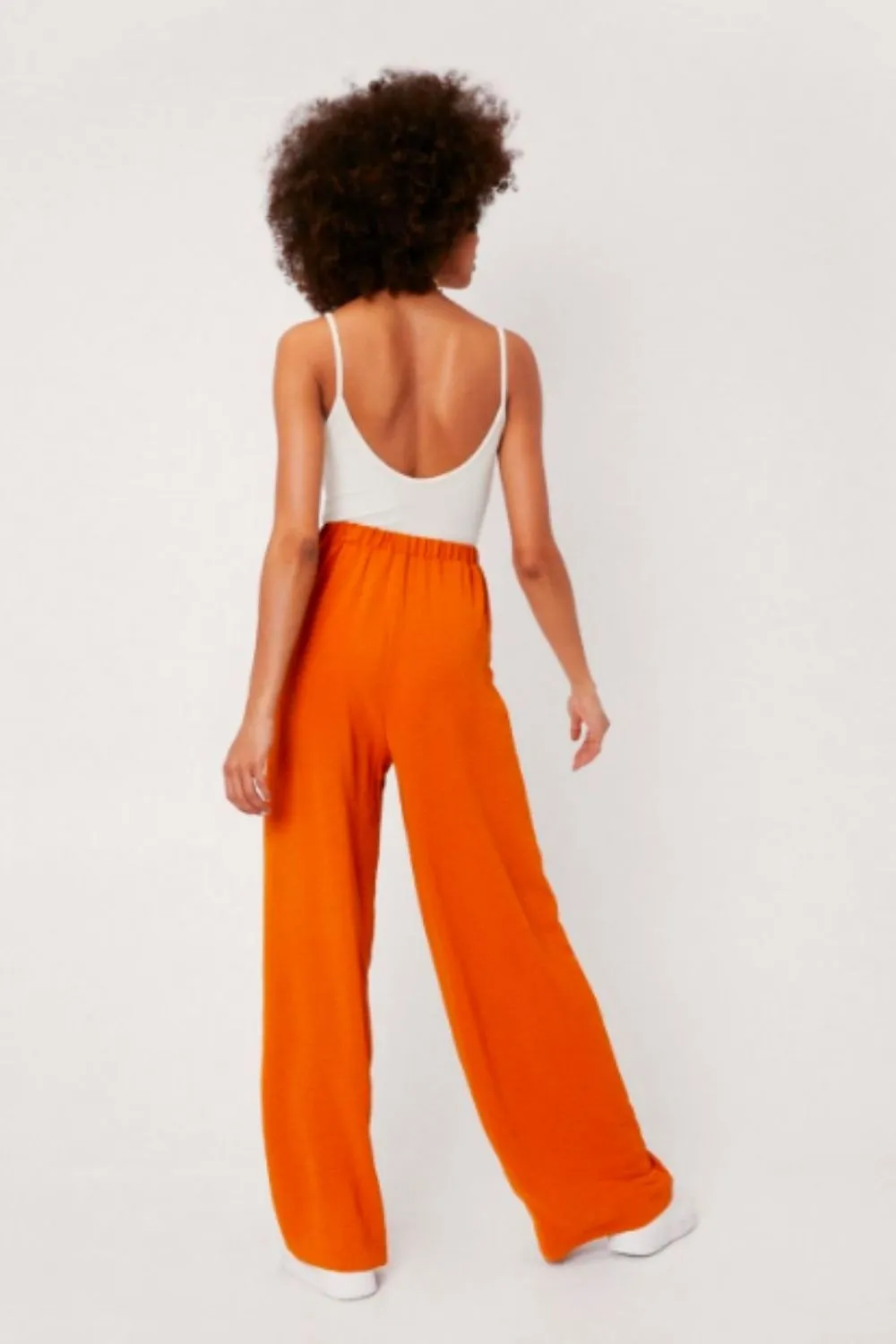 High Rise Relaxed Wide Leg Pants Orange