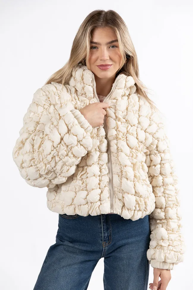 Higher Heights Ecru Bubble Puffer Jacket SALE