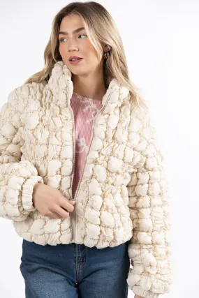 Higher Heights Ecru Bubble Puffer Jacket SALE