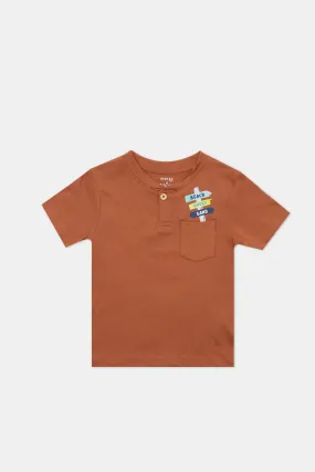 Infant Boys Tan Pocket Henley