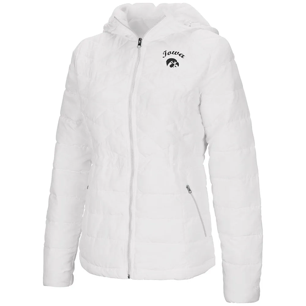 Iowa Hawkeyes Colosseum WOMEN'S White "As You Wish" Hooded Puffer Jacket