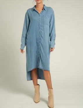 Jenny Oversized Long Sleeve Button Up Denim Dress