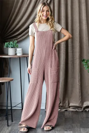 Joly Size-Inclusive Ribbed Front Pocket Sleeveless Heimish  Jumpsuit