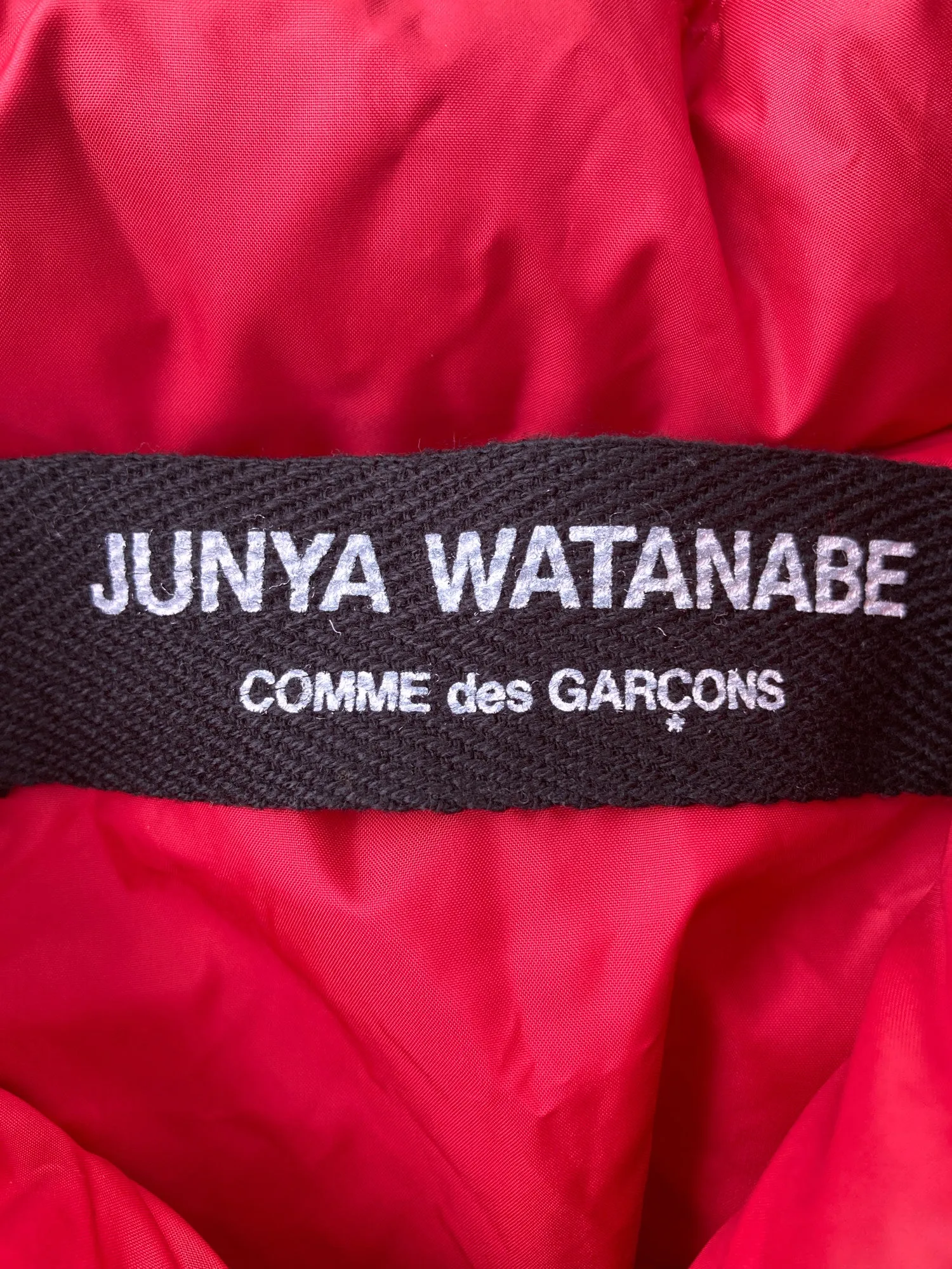 Junya Watanabe Comme des Garcons AW2007 red poly tape detail puffer jacket