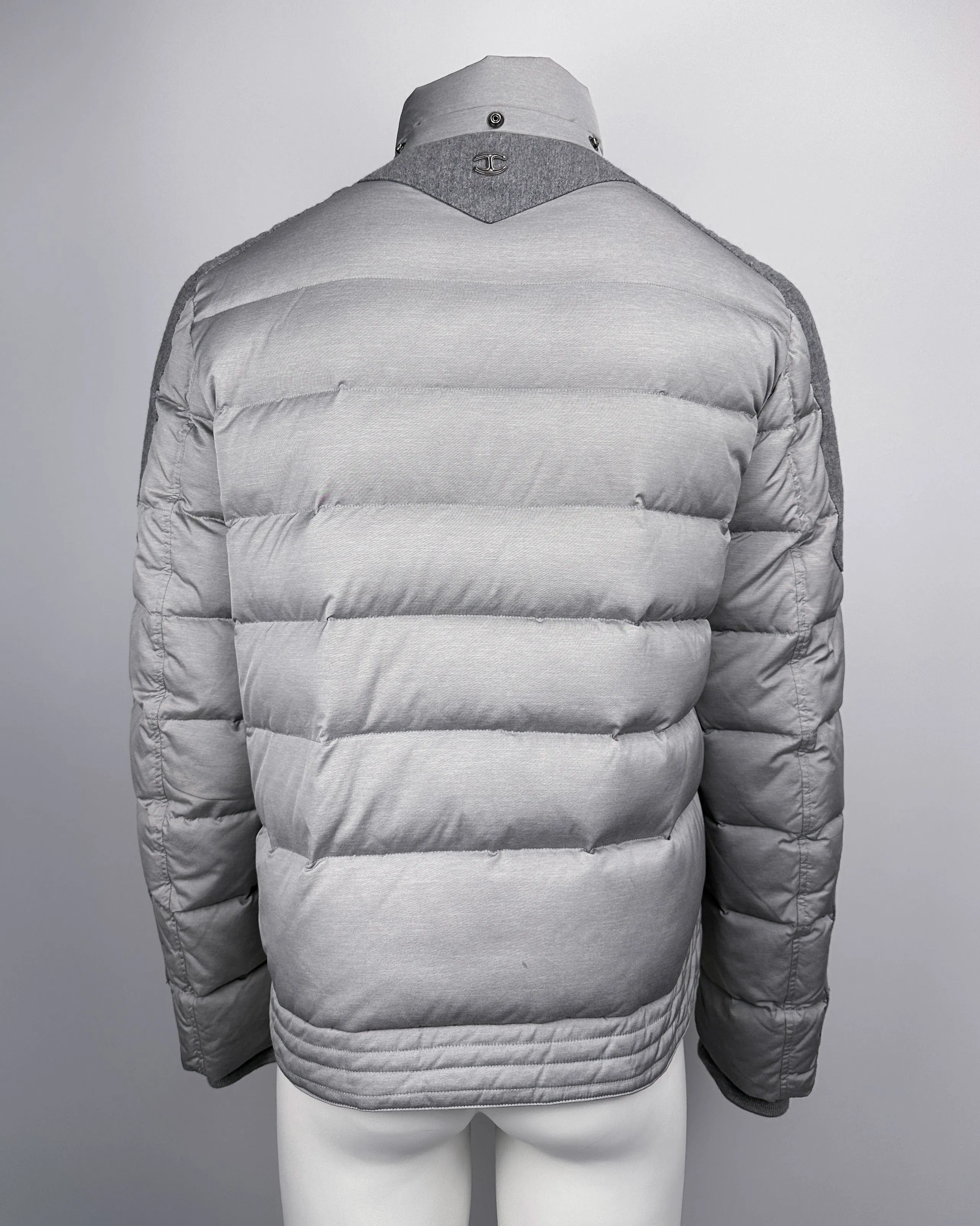 Just Cavalli Removable Hoodie Grey Puffer Jacket 2000's