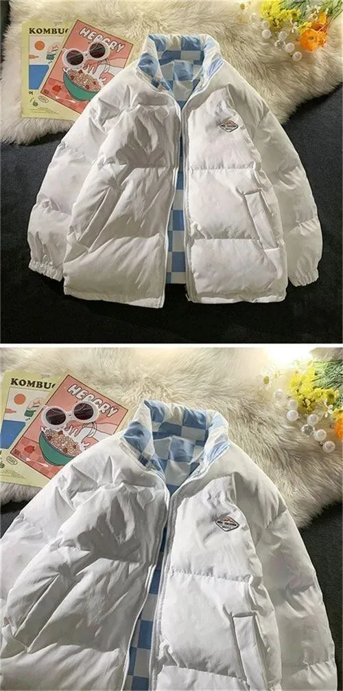 Kawaii Double Sided Cute Love Bear Winter Puffer Jacket